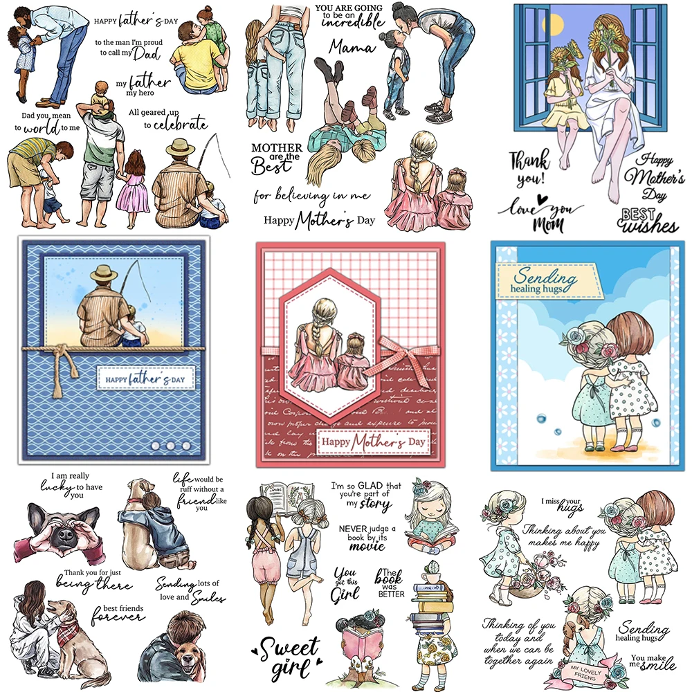 С Днем матери и День отца любовь для детей штампы чтения лучший друг набор