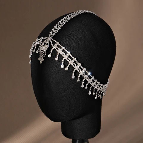 QYY Серебряная цепочка в форме когтя, головной убор, Женская цепочка с кисточкой, индийская Свадебная бижутерия в подарок для невесты