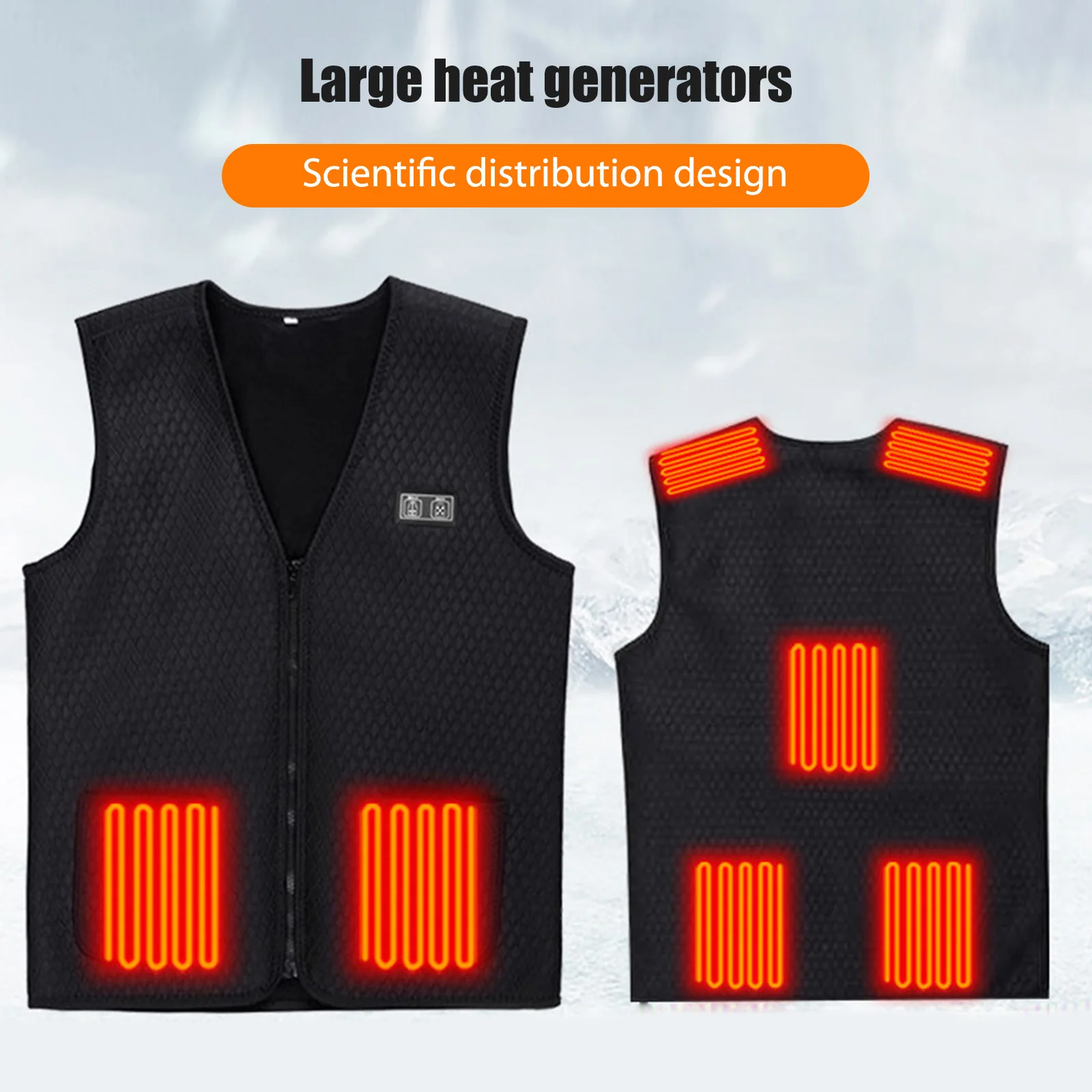 

Winter Heating Vest Men Women USB Electric Heated Jacket Washable Thermal Clothing Outdoor Camping Warming Vest Black