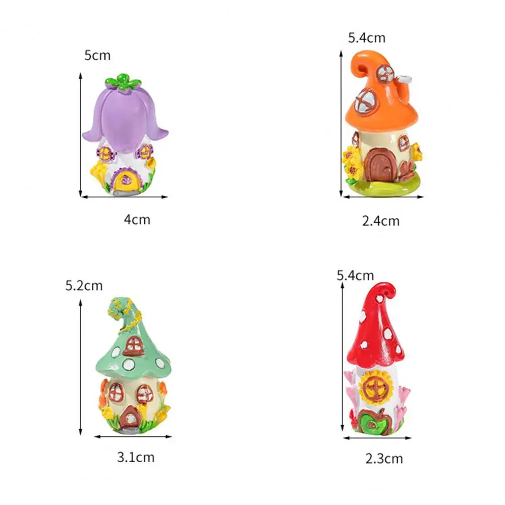 

Pretty Solid Resin Bright Color Fairy Tale World Mushroom Cottage Table Decor Mini House Desktop Ornament Gifts