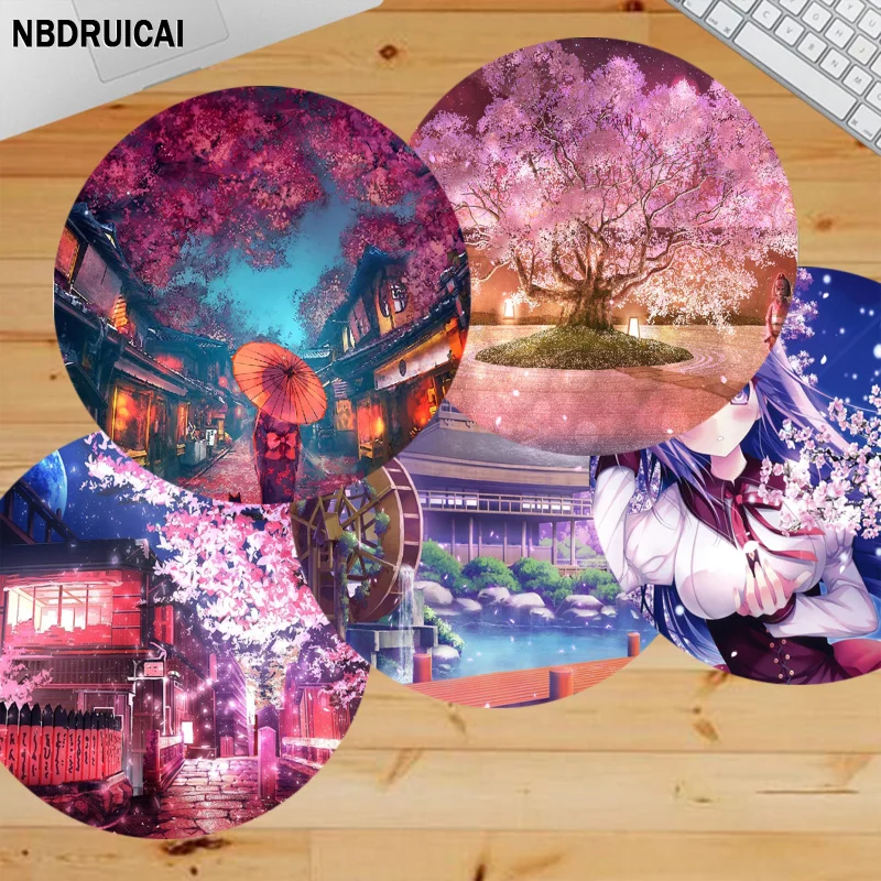 

Anime Sakura DIY Round Kawaii Cartoon Anime Gaming Mouse Pad Keyboard Mouse Mats Deskpad Girls Deskpad Home Decor