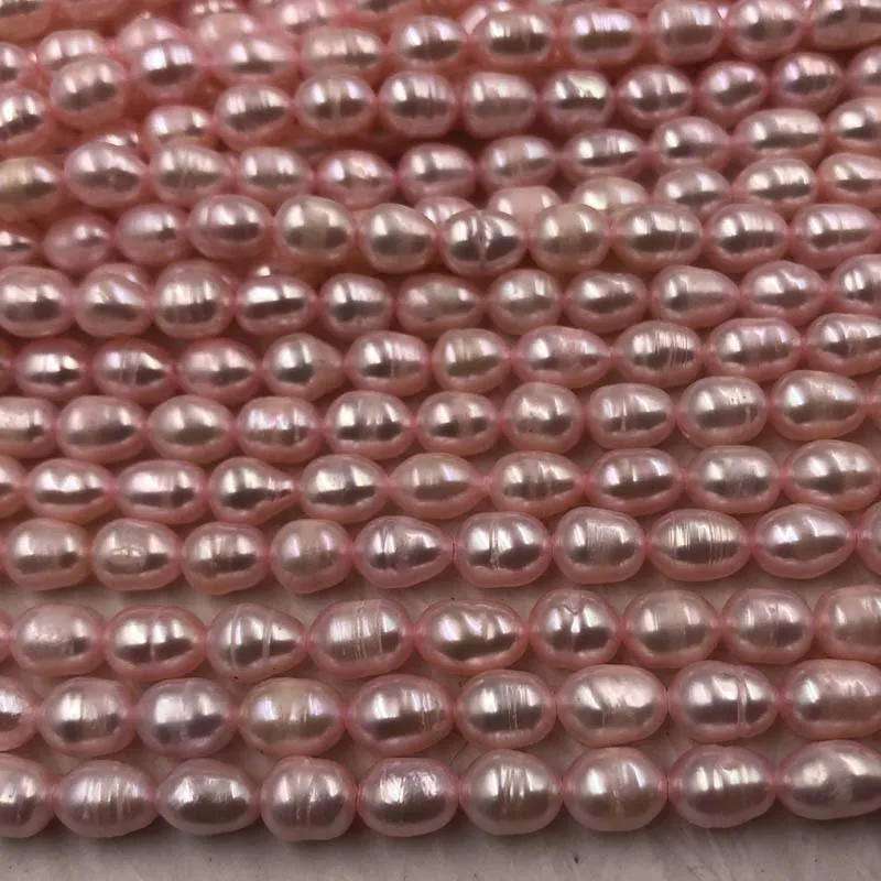 ELEISPL Lots 16 Strands Pink Real Freshwater Rice Pearl Loose Beads Strings  5-6mm #22000471