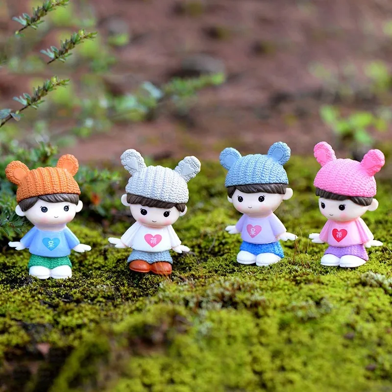 

Набор из 4 милых креативных миниатюрных украшений для свадебного декора, пара кукол