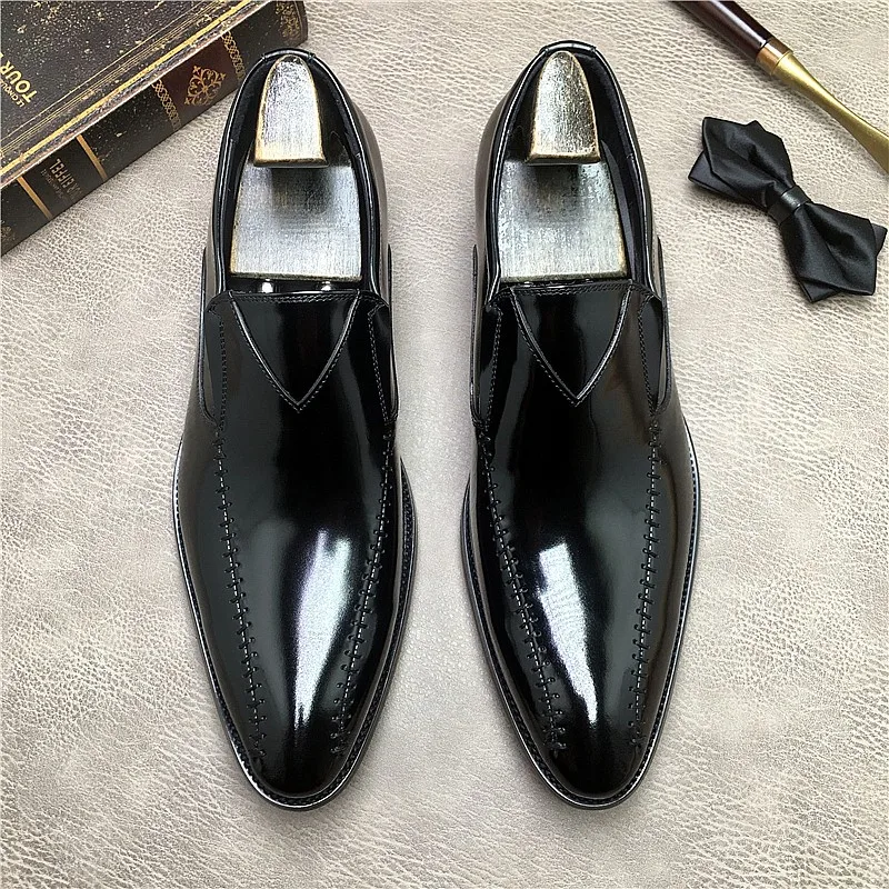 Туфли мужские классические без застежек натуральная кожа заостренный носок