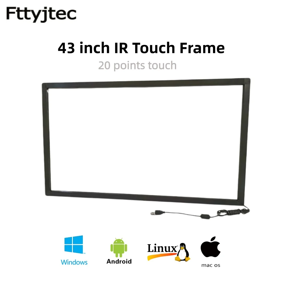 Фото Fttyjtec 43-дюймовая ИК-рамка с сенсорным экраном без стекла - 20 точек касания / Быстрая доставка №1