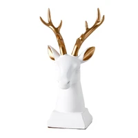 home decoration resin deer head statue european style sculpture desktop ornament decoracion figurines