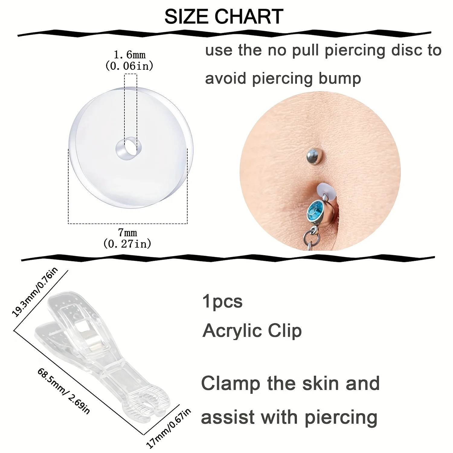 6 шт. набор для пирсинга пупка с безболезненными металлическими иглами из