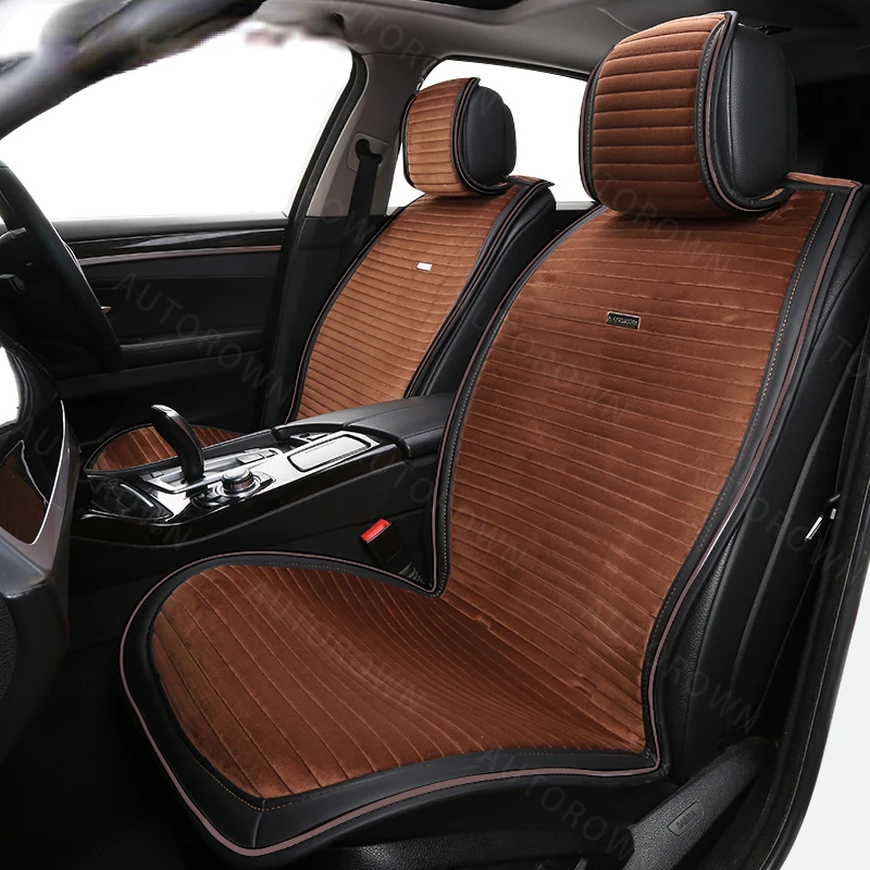 

Car Seat Cushion Black Suede Striped Cushion Automotive Interior Front Row A Complete Set Car SUV General Car Seat Cover