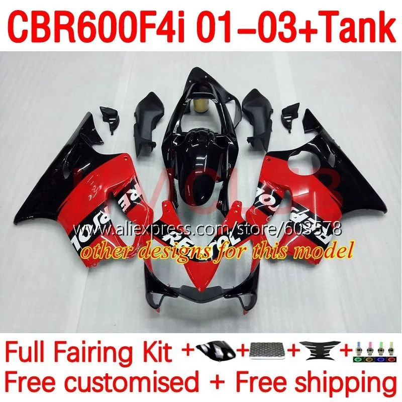 Корпус + бак для HONDA CBR600 CBR 600 F4i 600F4i CBR600F4i 2001 2002 2003 600CC 01 02 03 Инжекционный матовый