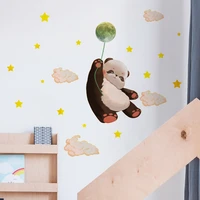panda moon luminous wall sticker for baby kids room bedroom home decor clouds stars decals glow in the dark decorations stickers