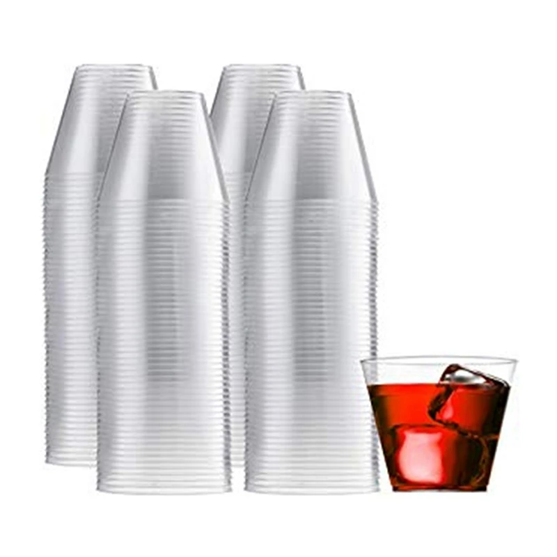 

9 Ounce Transparent Plastic Cup 150 Sets Of Disposable Hard Cup Plastic Wine Glasses Cocktail Glass Party Plastic Cup