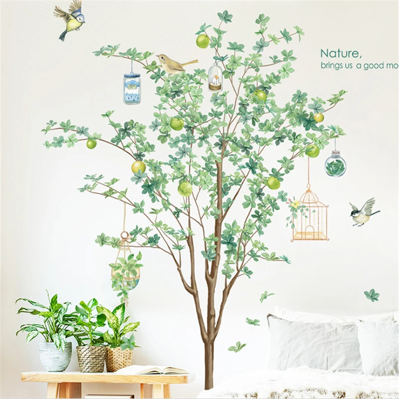 

Nordic Tree Bird Wall Stickers Large Vinyl Wall Sticker Living Room Decoration Home Wall Decor Spring Birds Plants Wall Decals