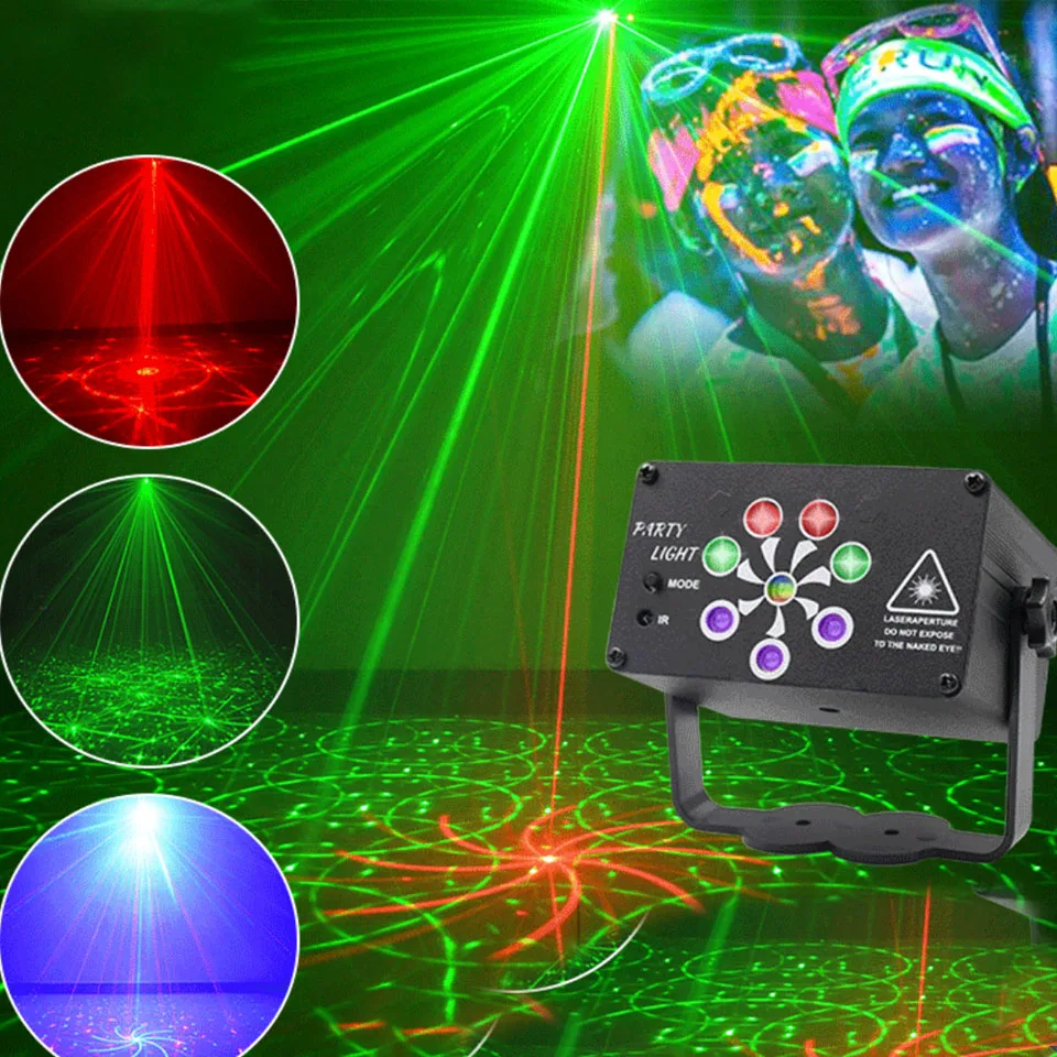 

Mini Party Light Laser Stage Lighting Effects with UV Lamp RGB USB LED Disco Projector Lamp for Home Dj Dance Floor 240 Patterns