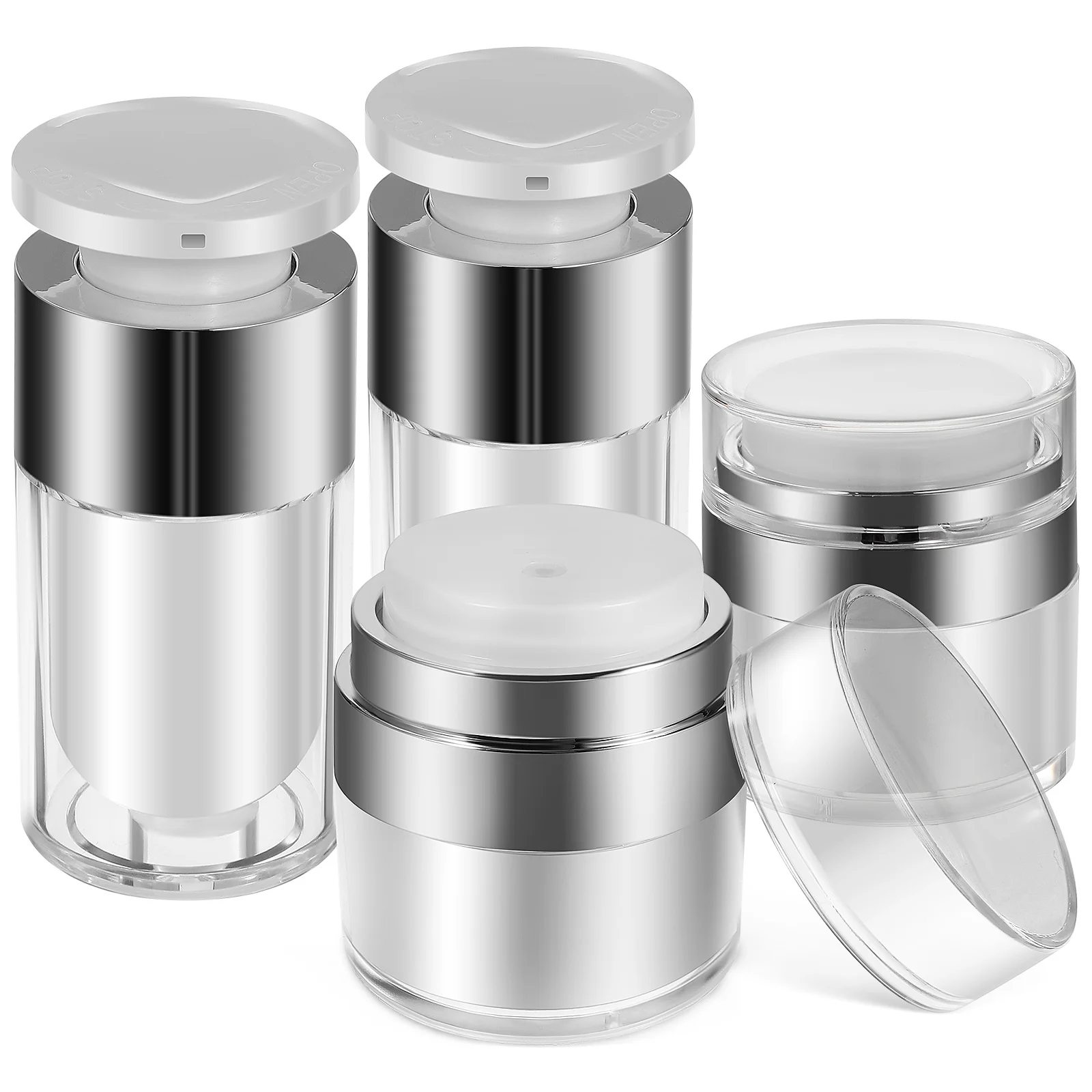 4 Pcs Vacuum Bottle Airless Pump Jars Creams Moisturizer Dispenser Lotion Bottles Small Lotions