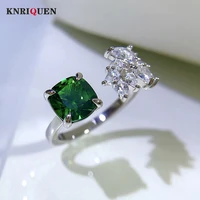 luxury 100 925 sterling silver 77mm emerald resizable rings for women charms gemstone lab diamond wedding party fine jewelry