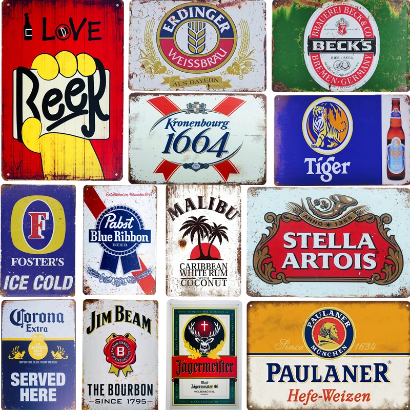 

Vintage Metal Tin Sign Art Poster Drink Beer Wine Whiskey Plaque Decor for Bar Pub Club Man Cave Wall Decoration