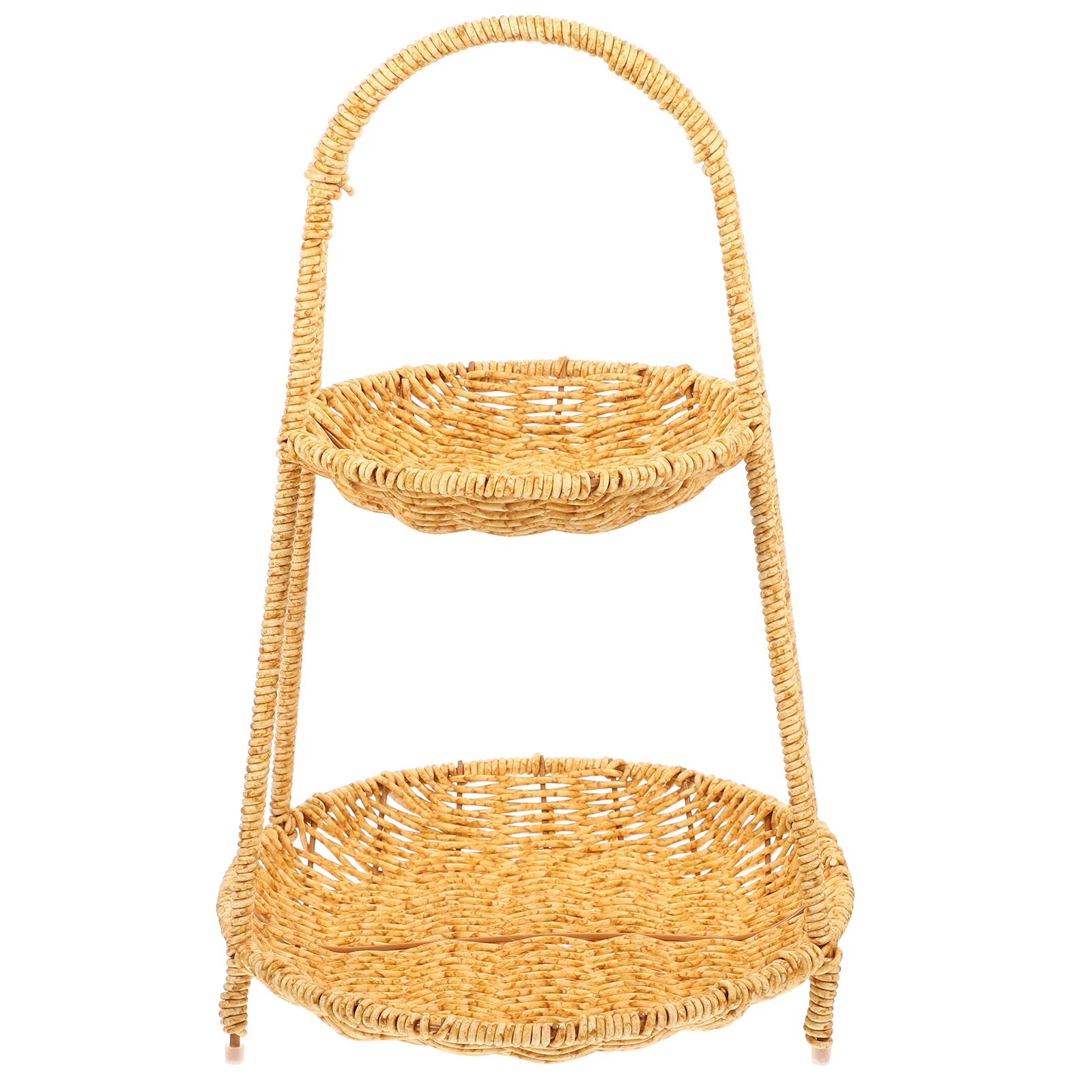 

Basket Stand Serving Storagewoven Fruits Kitchen Wicker Cupcake Dessert Baskets Fruit Platter Tray Footed Appetizer Gold 2