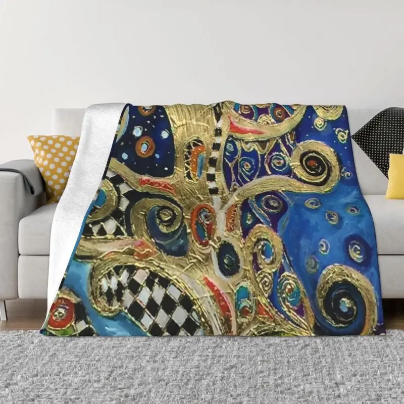 

The Changing Seasons By Gustav Klimt Blanket Flannel Fleece Warm Painting Pop Art Throw Blankets for Travel Bed Couch Quilt