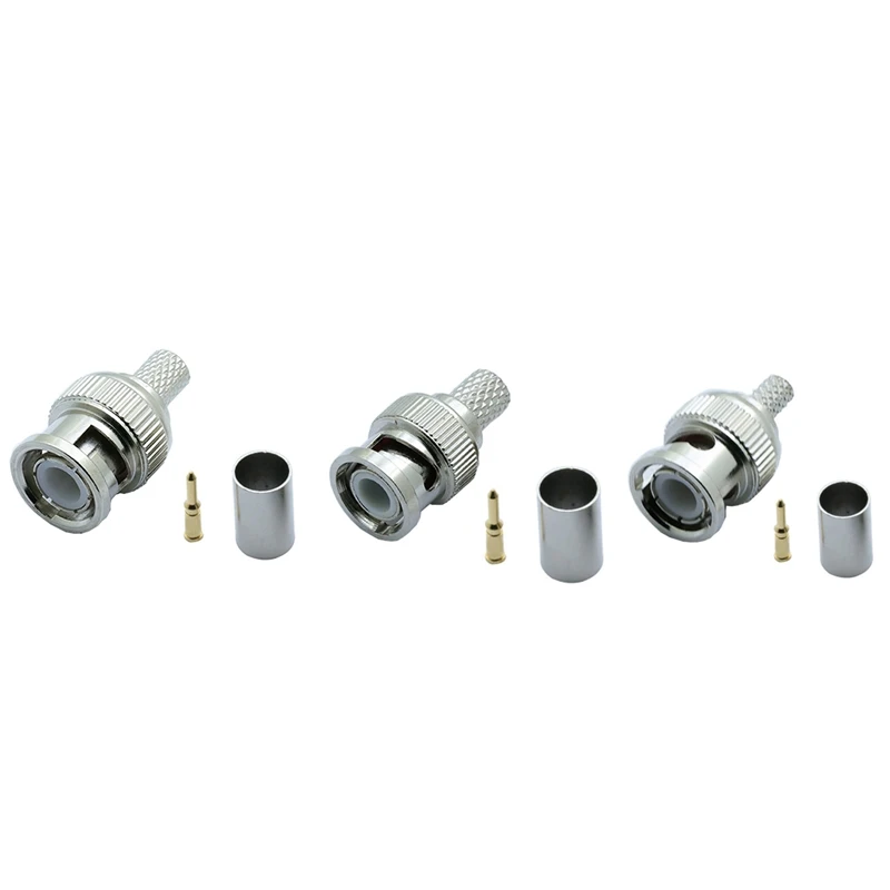 

30PCS BNC Male Crimp Connector For CCTV System Female Coupler Connector BNC