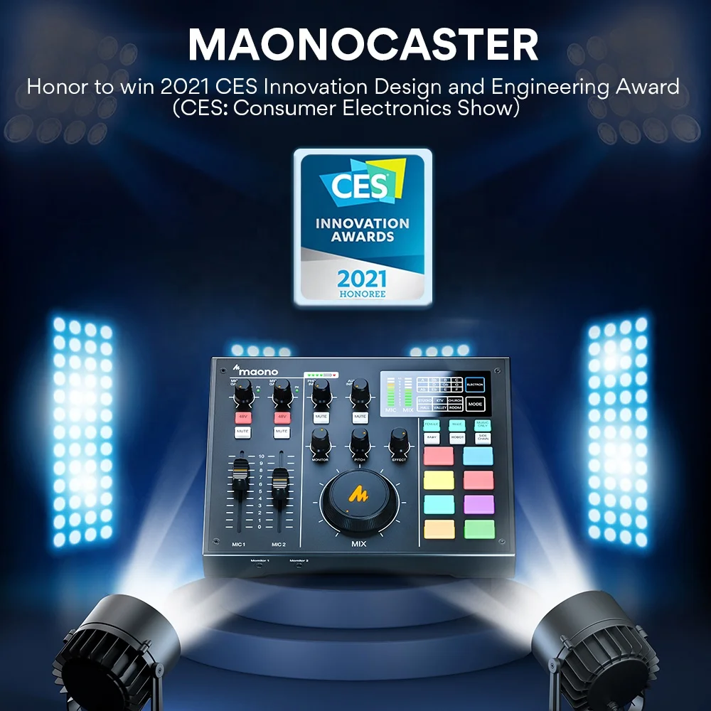 Звуковая карта MAONOCASTER AM100 K2 с настольным XLR-микрофоном и монитором наушниками