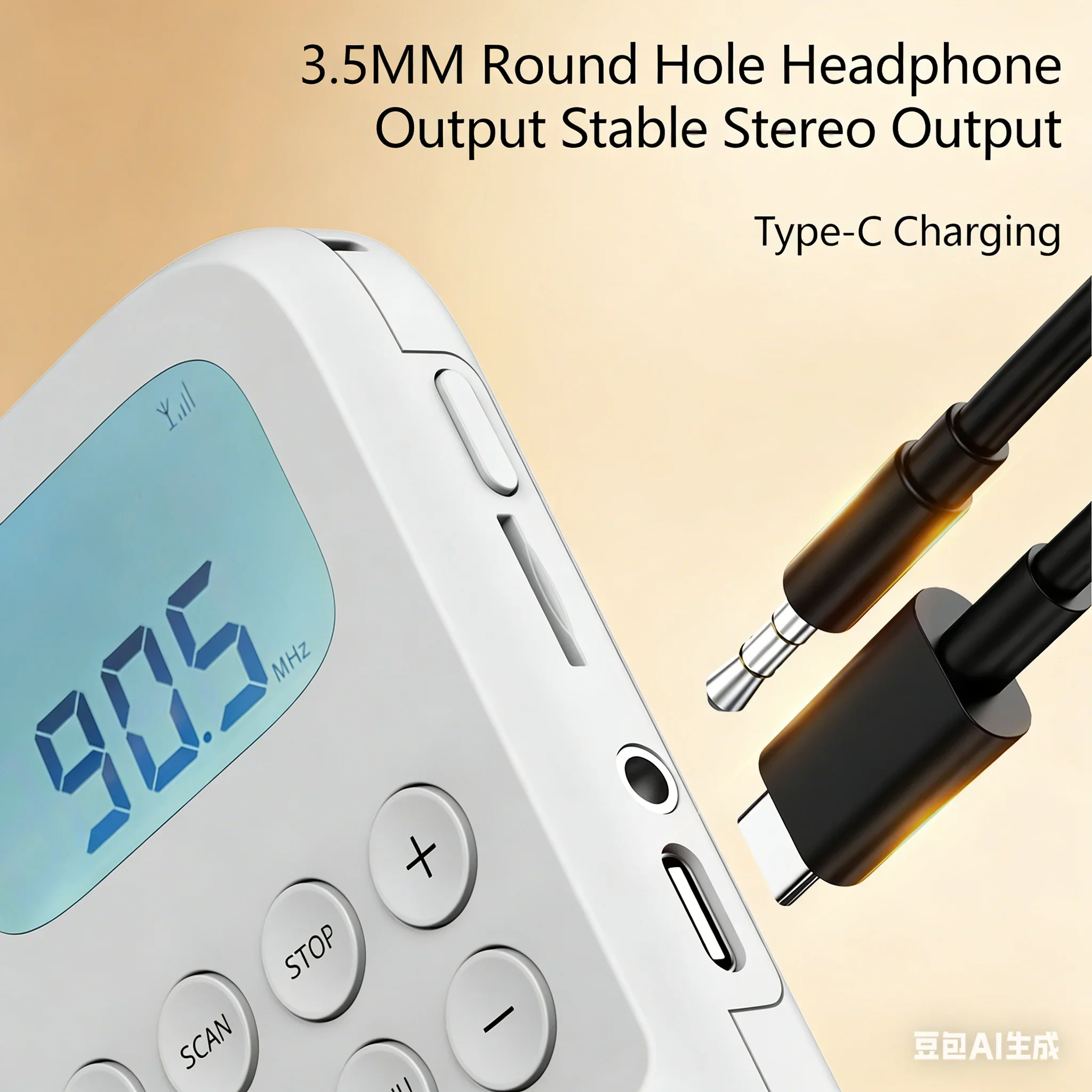 Фото Портативная колонка с Bluetooth 5.0, FM/AM-приемник, MP3-плеер с поддержкой карт TF, функция записи голоса, разъем для наушников 3,5 мм и зарядка Type-C №5