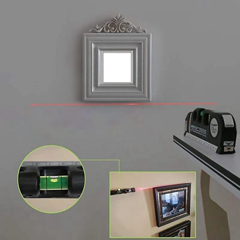 

Розничный лазерный спиртовой уровень с измерительной лентой и поперечной линией, регулируемые стандартные и метрические линейки, лазерный...