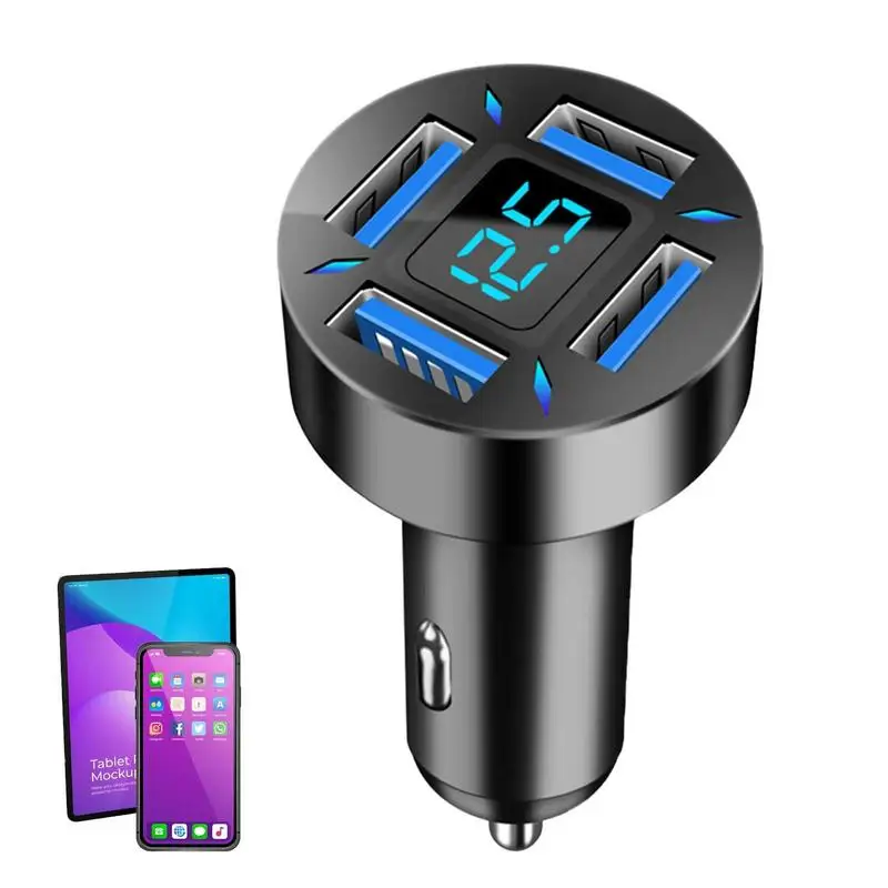 

USB C Car Charger Adapter 66w Quick Charge Cigarette Lighter Adapter 4-Port USB PD QC 3.0 Car Charger LED Digital Display