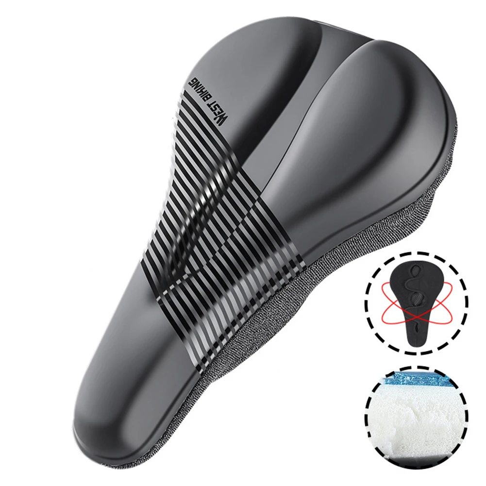 

Bike 3D Gel Saddle Seat Cover Bicycle Silicone Soft Comfort Pad Cushion Padded 3D Thick Breathable Mesh High-end Comfortable