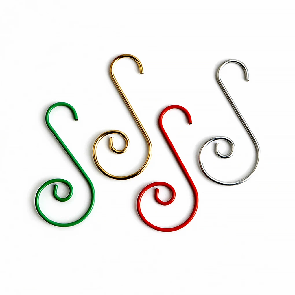 

100PCS Metal S-shaped Hooks Christmas Tree Decoration Hanger Household Hanging Festival Decor Accessories,Silver