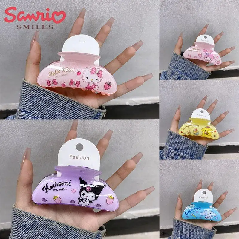 

Kawaii Hello Kittys Sanrio Hairpin Cinnamoroll My Melody Kuromi Pom Pom Purin Anime Cute Beauty Hair Accessories Toys for Girls