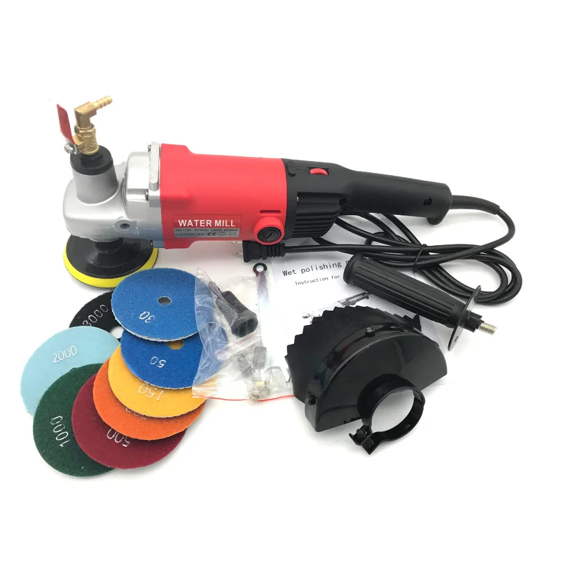 

1400w Electric marble granite wet Stone Polisher grinder sander Hand Grinder Water Mill Variable Speed c/w 7 pcs polishing Pad