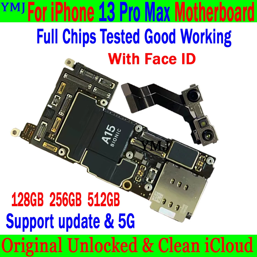 

Оригинальная разблокированная материнская плата без Face ID для IPhone 13 Pro Max материнская плата 100% протестированная хорошо работающая логическая плата чистая ICloud
