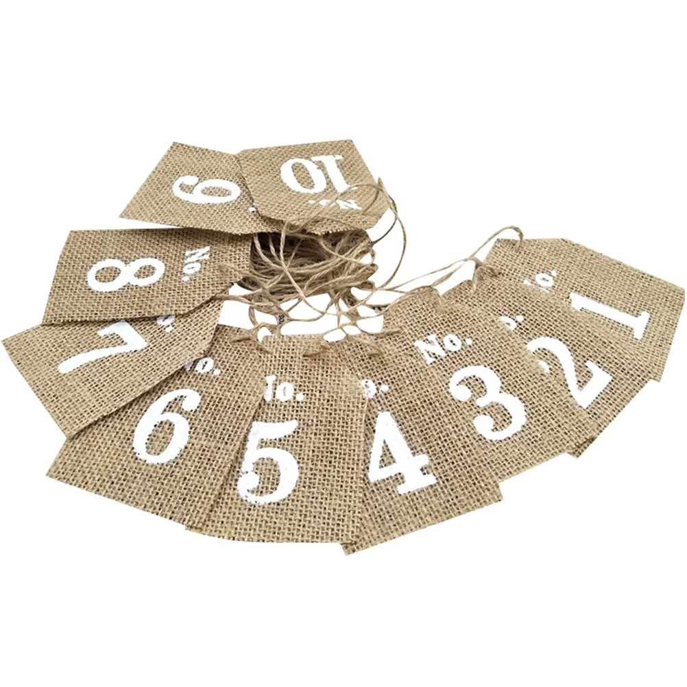 

Burlap Table Numbers Flags Burlap Table Numbers Custom Tags Party Decoration Rope Wedding Table Markers Vintage Table Numbers