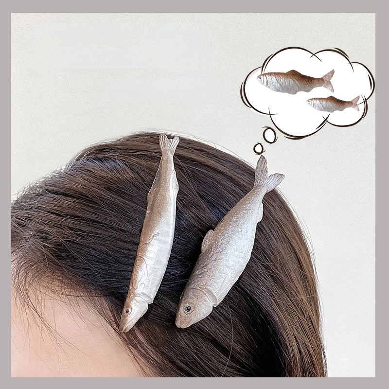 

1Pcs Funny Seamless Hair Clip Women Salted Fish Hairpin Simulated Food Bangs Clip Kebab Soybean Duckbill Clips Hair Styling Tool