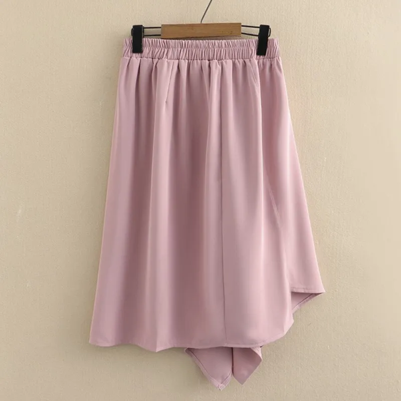 

Юбка женская летняя однотонная с поясом на резинке, асимметричная