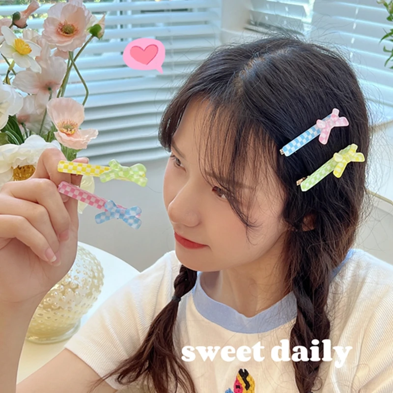 

Ins Checkered Hair Clip Fashion Acrylic Candy Color Mosaic Grid Plaid Hair Clips Hairpin Clamp Grab Women Accessories Supplies