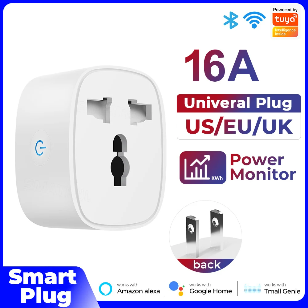 

Wireless Socket Outlet With Power Monitor Wifi Smart Plug 100-240v Voice Timing Function Tuya Socket Work With Alexa Google Home