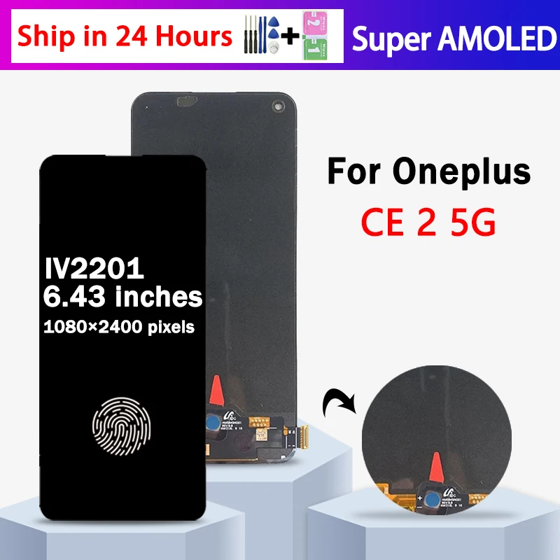 Super AMOLED для OnePlus Nord CE 2 5G LCD IV2201 дисплей сенсорный экран дигитайзер панель в сборе 1 +