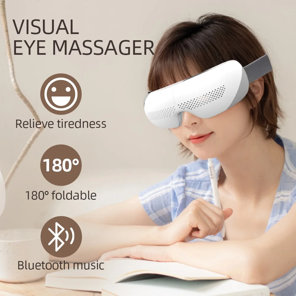 

Электрический умный массажер для глаз 4D, подушка безопасности, вибрационный инструмент для ухода за глазами, 42 ℃, горячий компрессор, снимает усталость глаз, музыкальный протектор для глаз