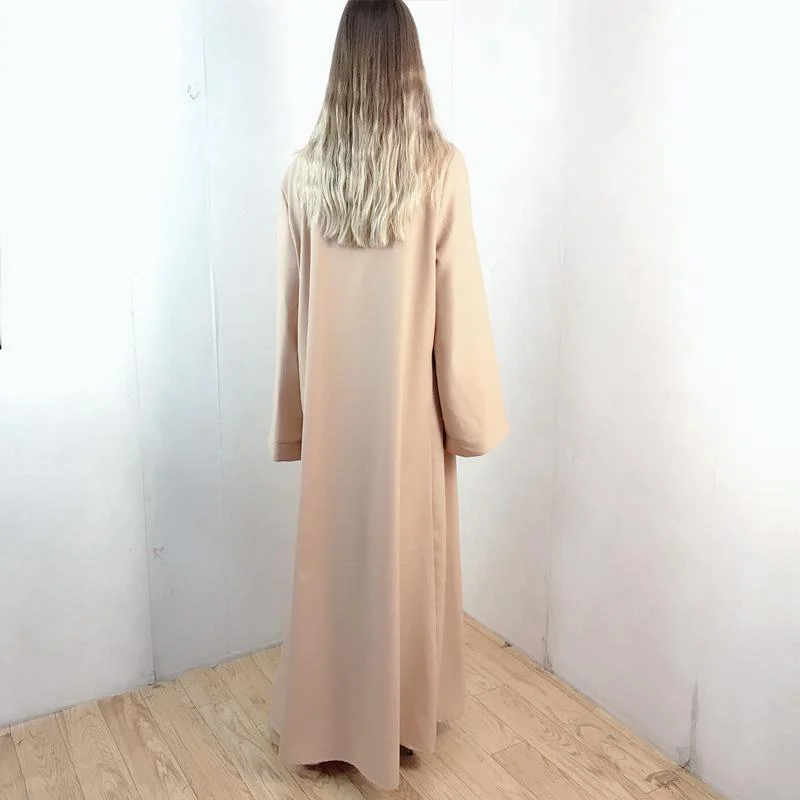 3 Piece Muslim Black Cardigan Eid Turkey Islamic Clothing for Women Stitching Overlock Open Abaya with Hijab Djellaba Robe