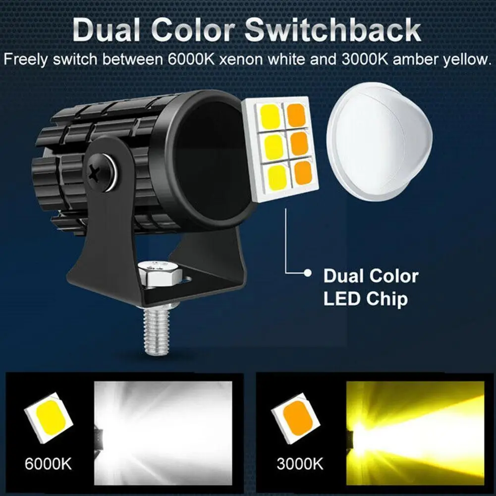 

Фара светодиодная мотоциклетная, двухцветная, водостойкая, супер яркая