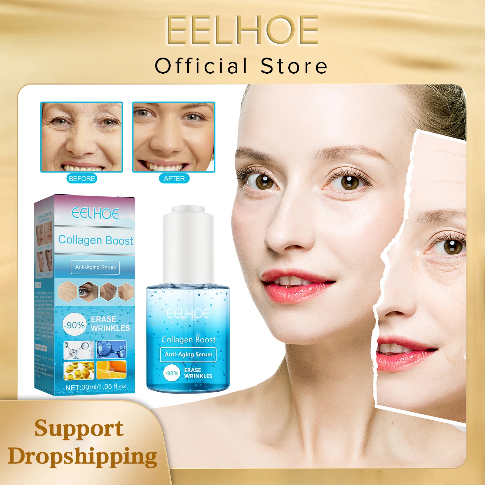 

EELHOE Collagen Serum Facial Care Effecive Anti-aging Anti-Wrinkle Moisturizing Fine Line Firming Essence Fast and Free Shipping