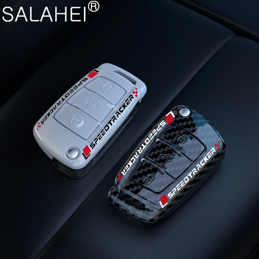 

ABS Carbon Fiber Style Car Flip Key Case Cover Shell Keyless For Audi A3 8L 8P A4 B6 B7 B8 A6 C5 C6 4F RS3 Q3 Q7 TT 8V S3 S4 S6
