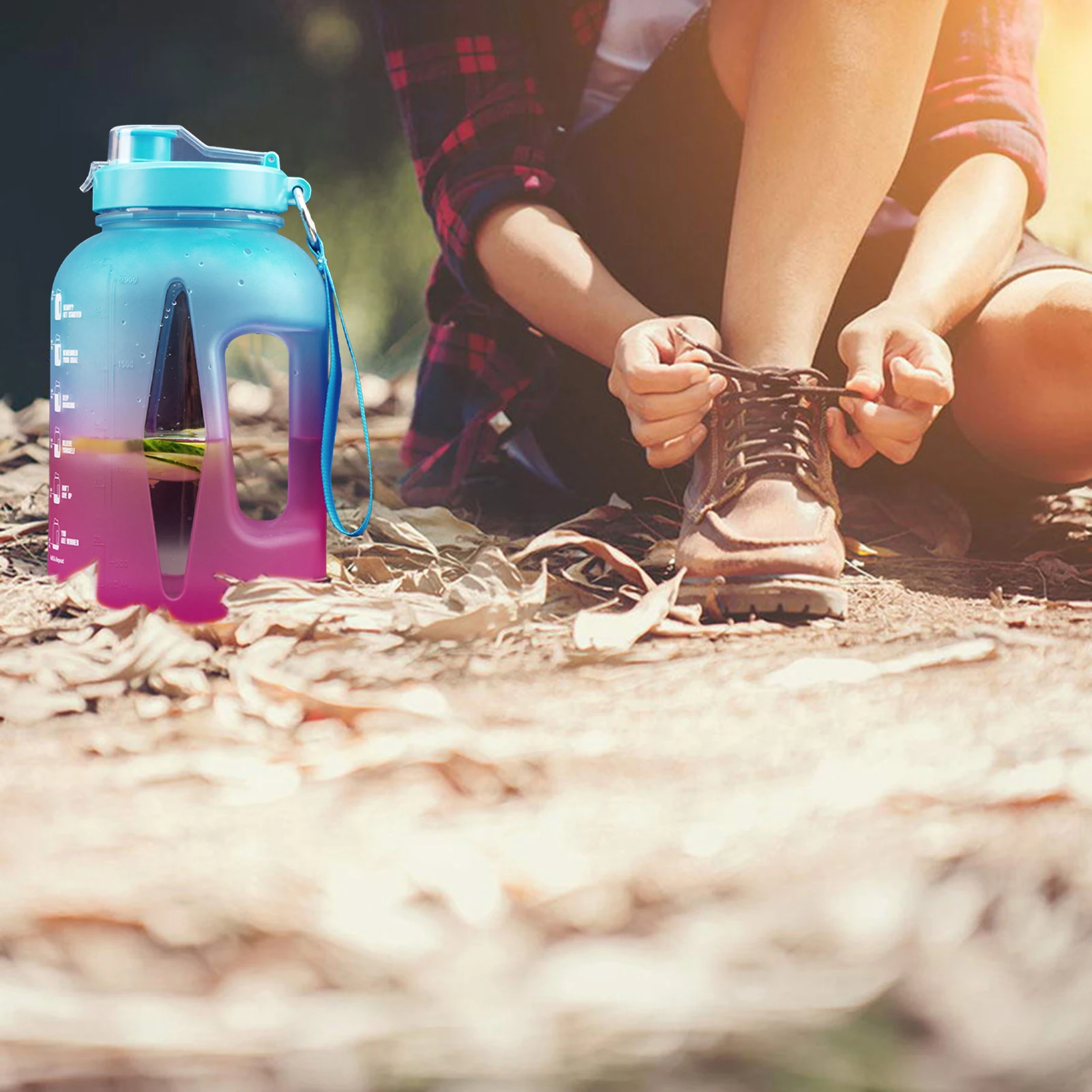 

Portable Water Bottle Sports Water Bottle Leakproof Gym Fitness Sports Water Jug With Motivational Time Marker And Measurements