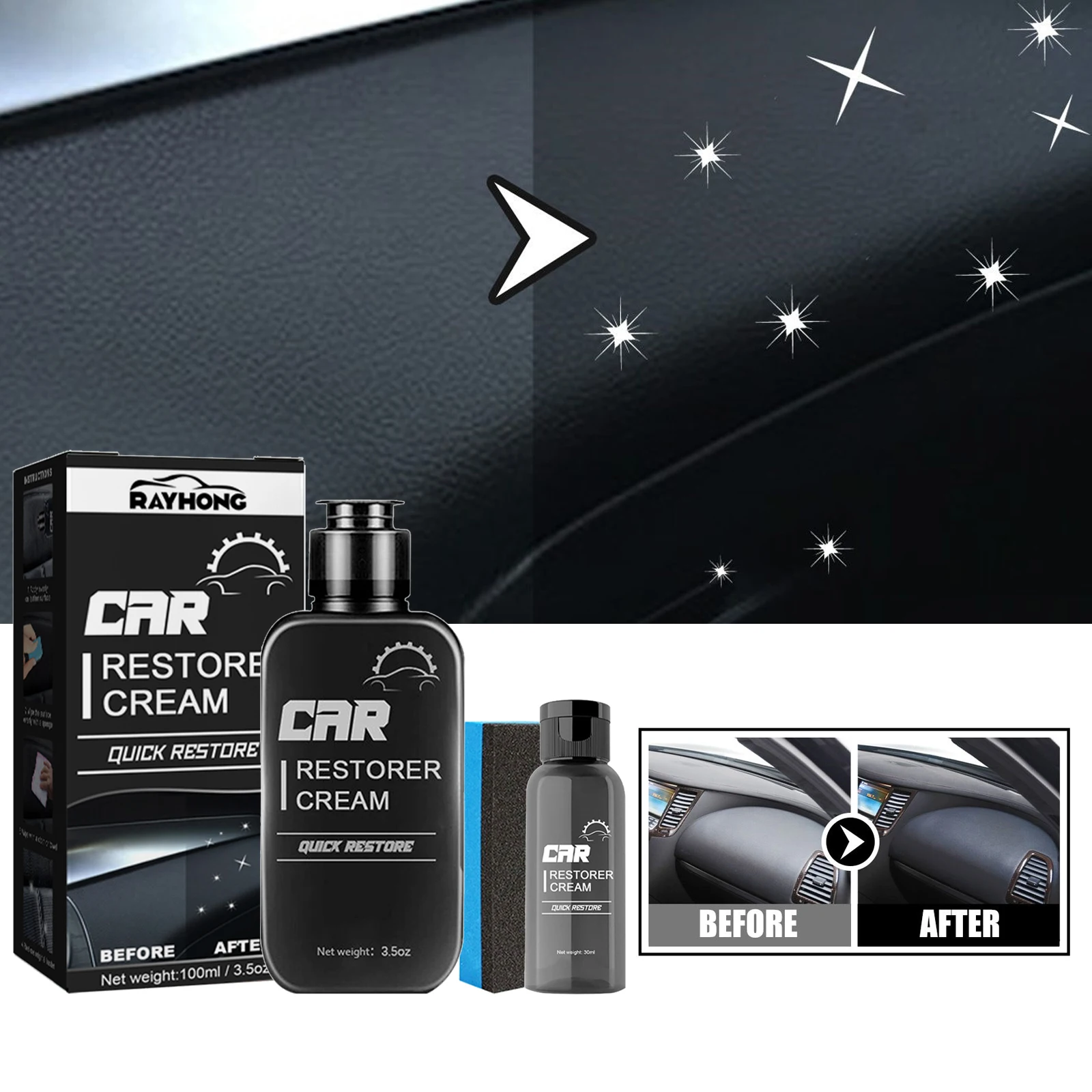 

Plastic Refurbishment Cream Car Dashboard Panel Interior Parts Maintain Repair Cleaner Gloss Polishing Coating Restoration Agent