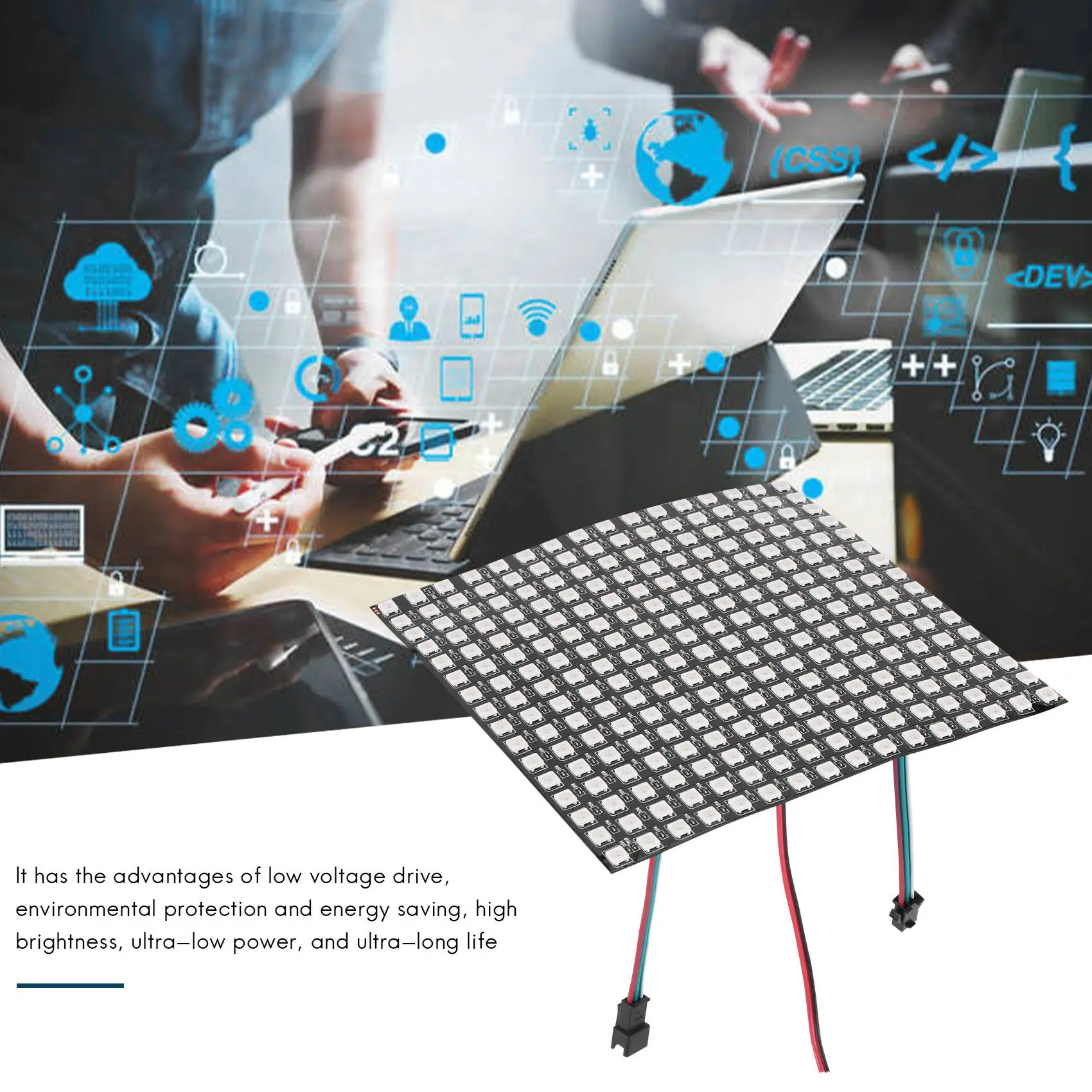 WS2812B Светодиодная RGB гибкая пиксельная панель 16X16 Индивидуально адресуемая