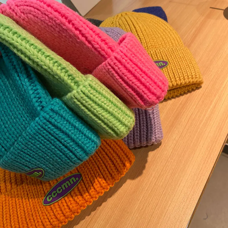 Шапка женская оранжевая шерстяная кепка осень-зима Южная Корея модная пара