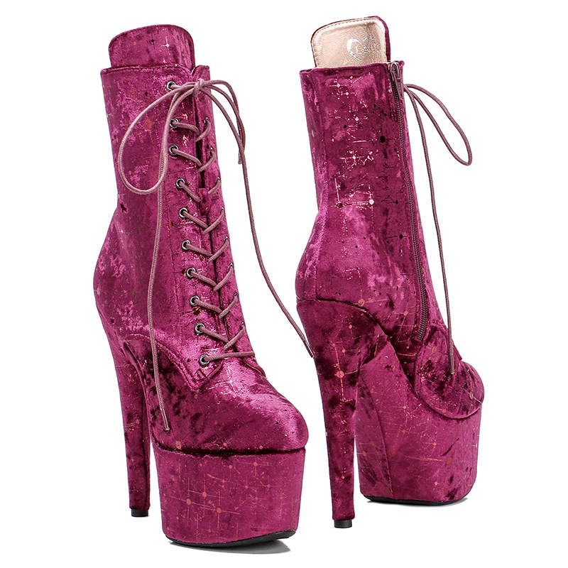 Leecabe WireRED 17CM/7inches Pole dancing shoes High Heel platform Boots Pole Dance boot