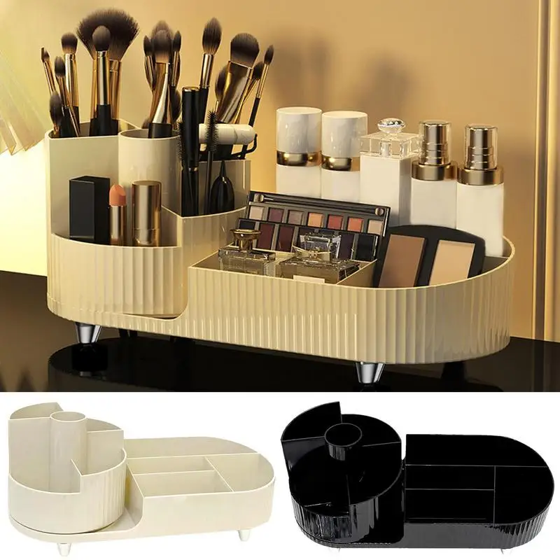 

Table Top Makeup Organizer 360-Degree Rotation Desktop Cosmetics Storage Box Holder Cobtanier For Vanity Dresser Bathroom