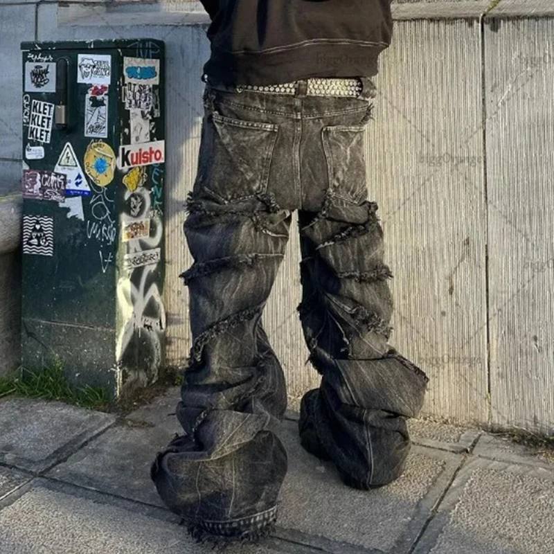 Джинсы PFNW мужские свободные в стиле хип-хоп с широкими штанинами